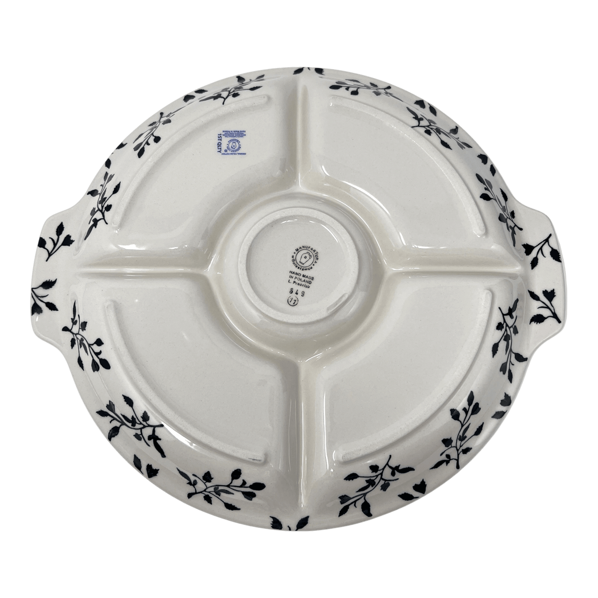 Plate, Round, Divided, 12.5" in "Black Spray" by Manufaktura | T138T-LISC