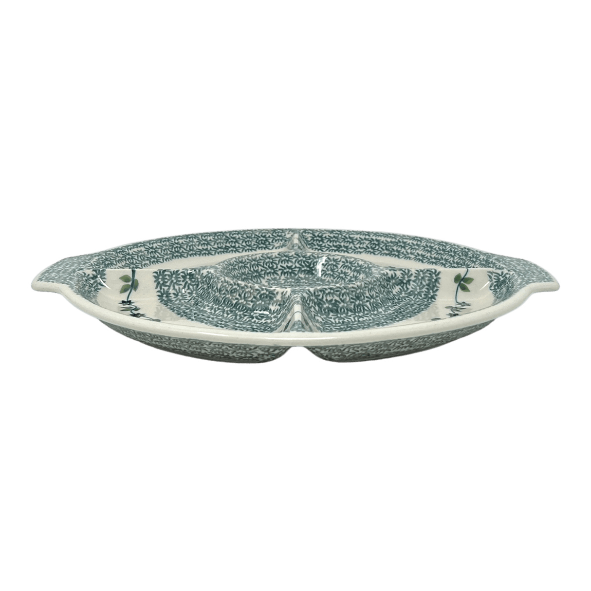 Plate, Round, Divided, 12.5" in "Woven Starflowers" by Manufaktura | T138T-RV01