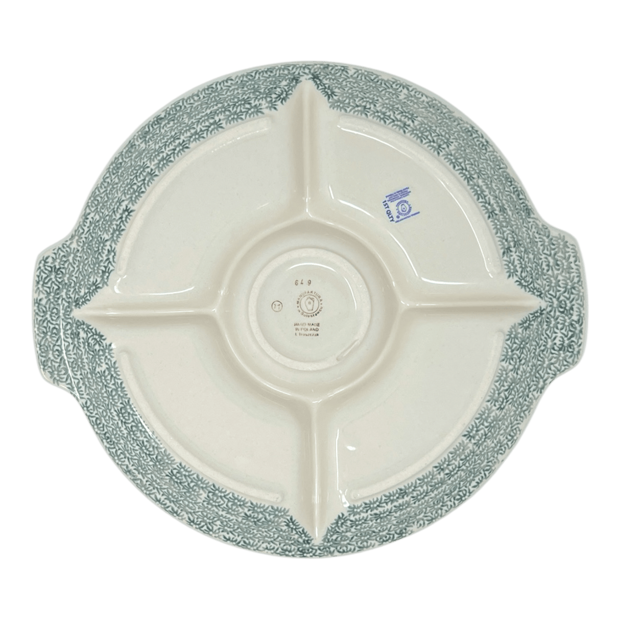 Plate, Round, Divided, 12.5" in "Woven Starflowers" by Manufaktura | T138T-RV01