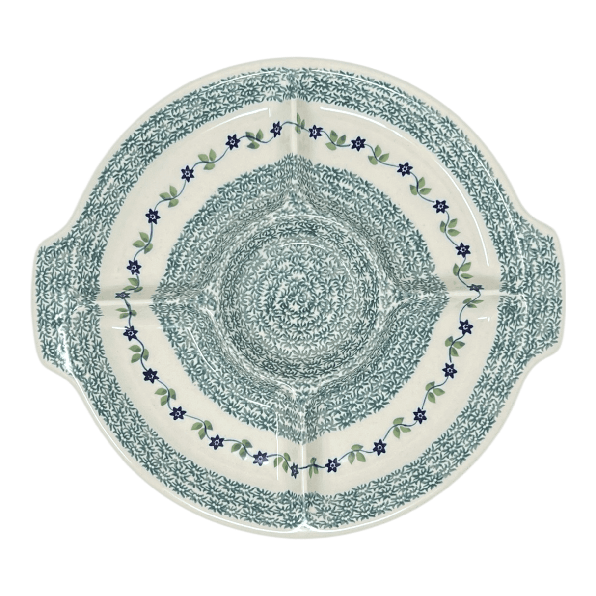 Plate, Round, Divided, 12.5" in "Woven Starflowers" by Manufaktura | T138T-RV01