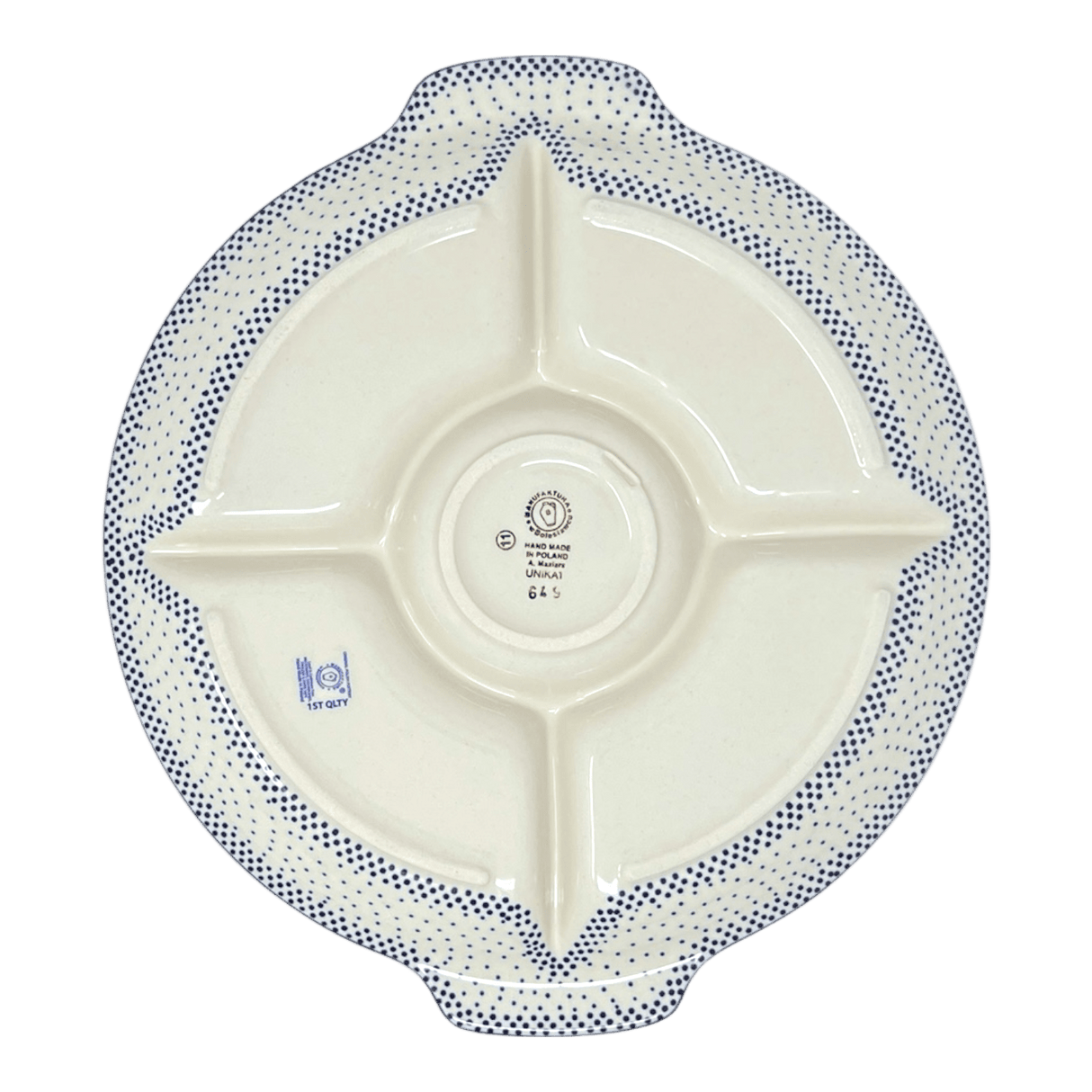 Plate, Round, Divided, 12.5" in "Misty Blue" by Manufaktura | T138U-61A