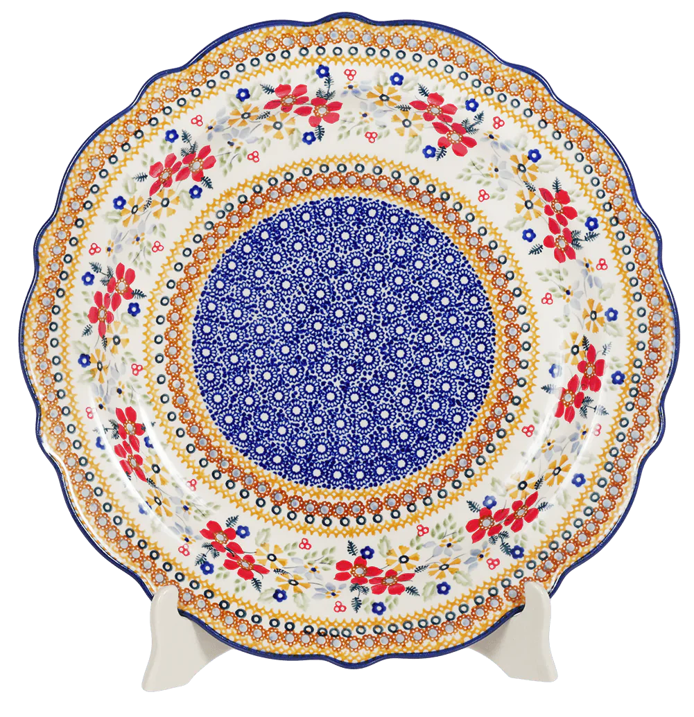 Platter, Round, Ornate, 13.5" in "Ruby Duet" by Manufaktura | T142S-DPLC