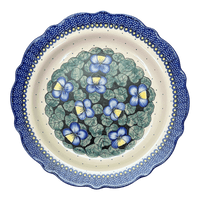 A picture of a Polish Pottery 13.5" Ornate Plate (Pansies) | T142S-JZB as shown at PolishPotteryOutlet.com/products/13-5-ornate-basia-plate-pansies-t142s-jzb