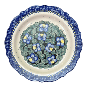 Polish Pottery 13.5" Ornate Plate (Pansies) | T142S-JZB Additional Image at PolishPotteryOutlet.com