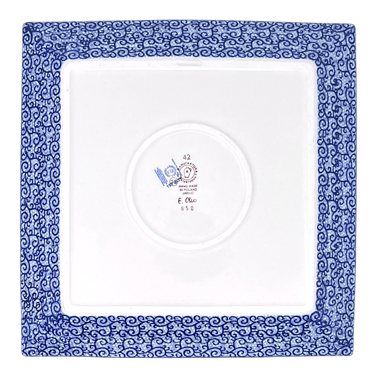 Plate, Square, Dinner, 11.25" Plate in "Blue Life" by Manufaktura | T145S-EO39