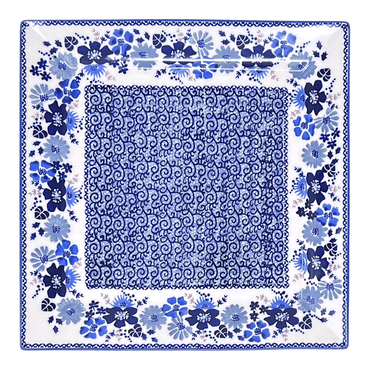 Plate, Square, Dinner, 11.25" Plate in "Blue Life" by Manufaktura | T145S-EO39