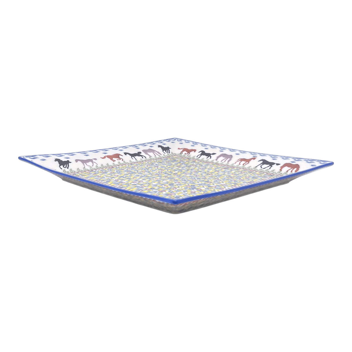 Plate, Square, Dinner, 11.25" Plate in "Wild Horses" by Manufaktura | T145S-INK1