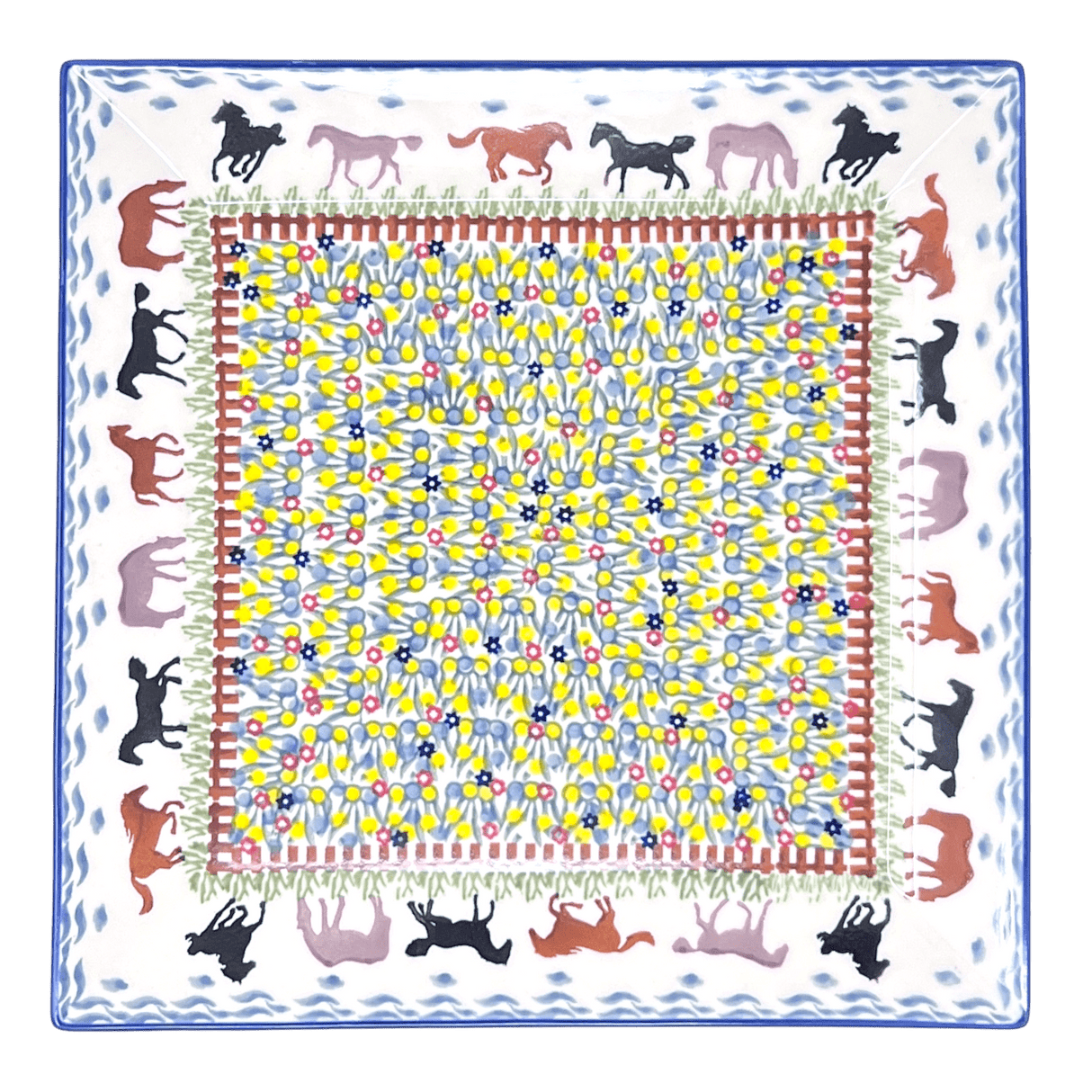 Plate, Square, Dinner, 11.25" Plate in "Wild Horses" by Manufaktura | T145S-INK1