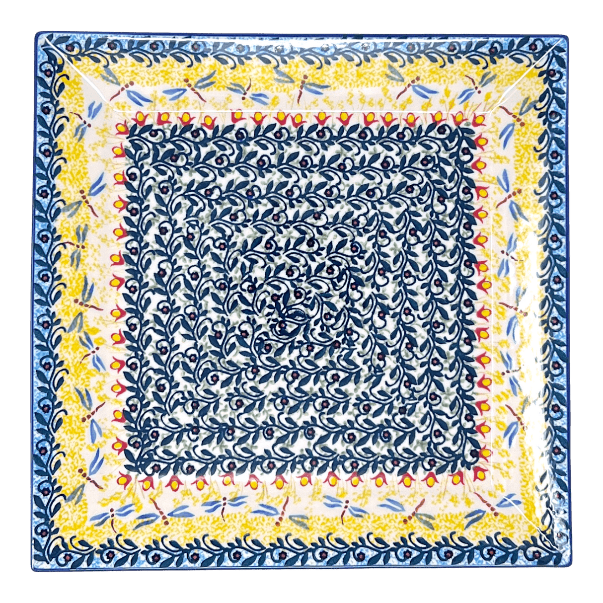 Plate, Square, Dinner, 11.25" Plate in "Dragonfly Delight" by Manufaktura | T145S-JZ36