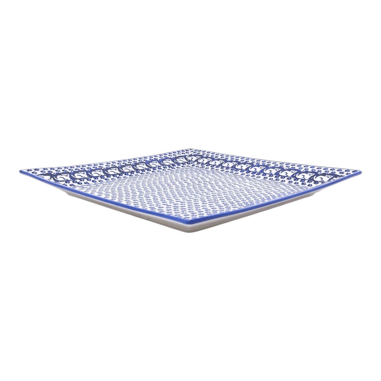 Plate, Square, Dinner, 11.25" Plate in "Kitty Cat Path" by Manufaktura | T145T-KOT6