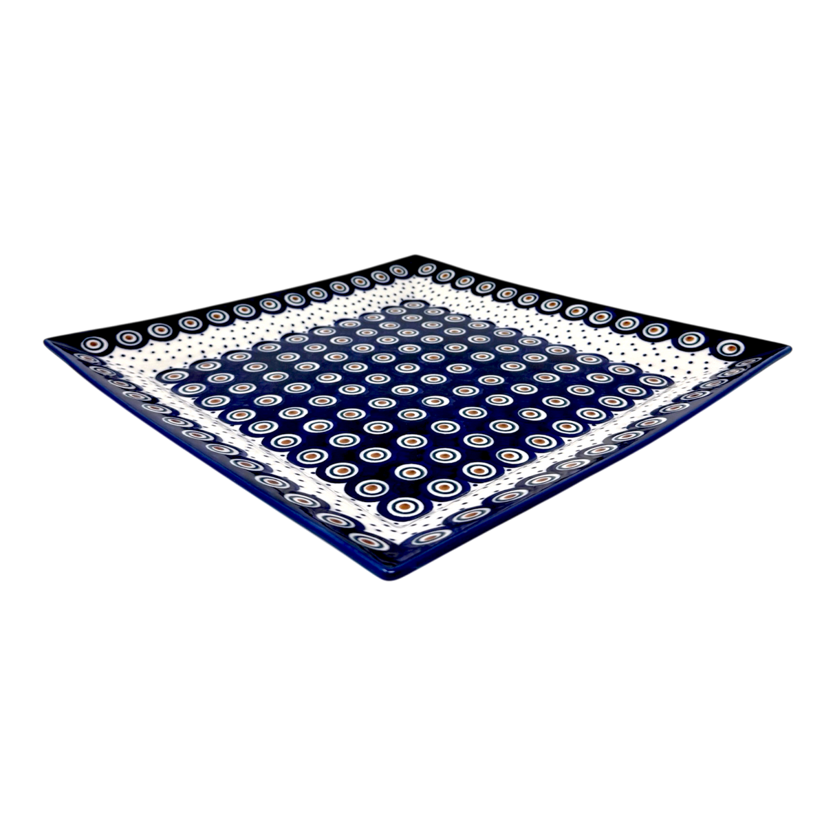 Plate, Square, Dinner, 11.25" Plate in "Peacock Dot" by Manufaktura | T145U-54K
