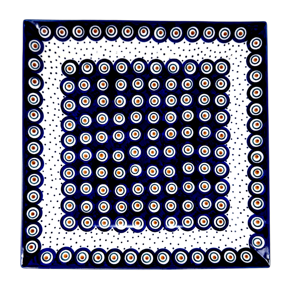 Plate, Square, Dinner, 11.25" Plate in "Peacock Dot" by Manufaktura | T145U-54K