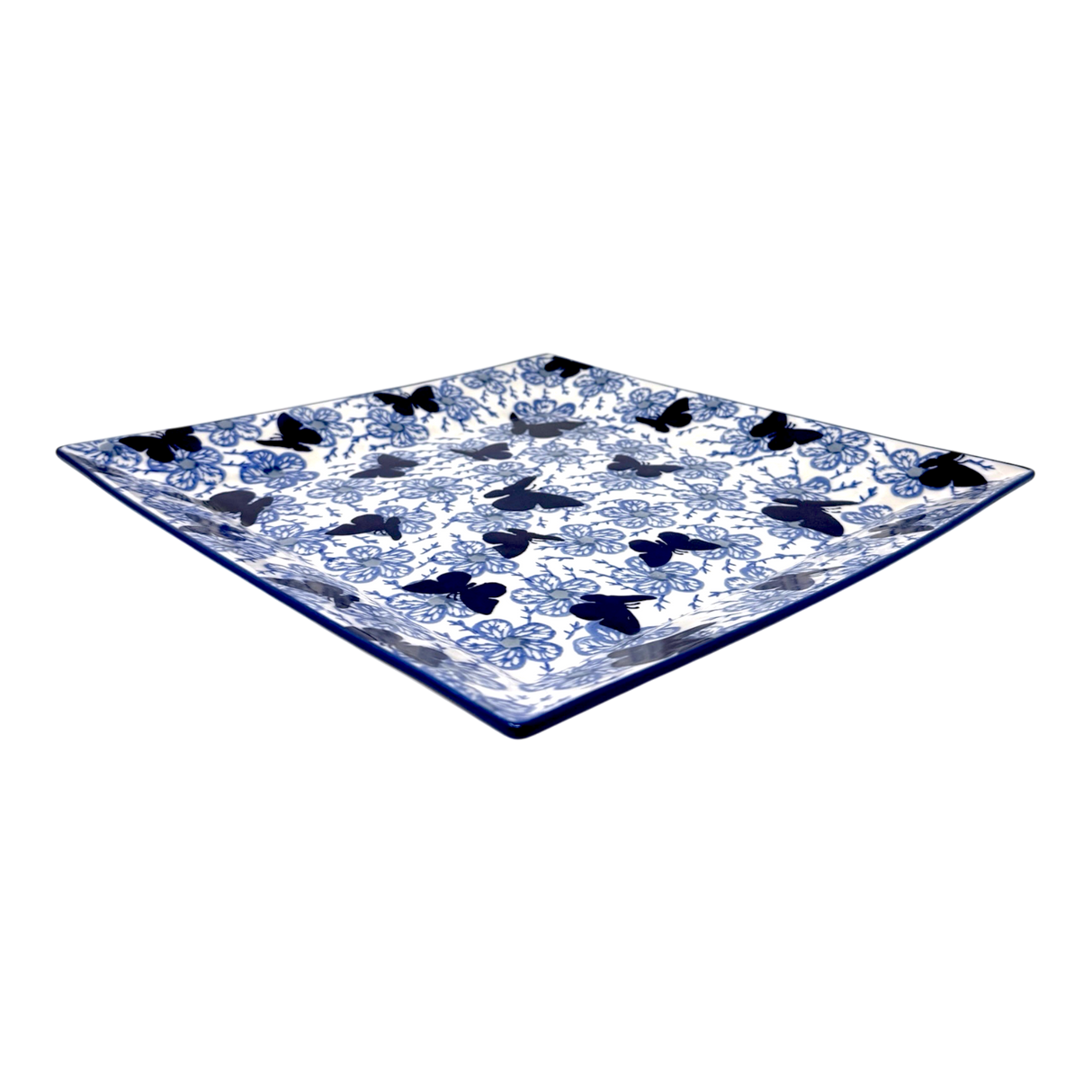 Plate, Square, Dinner, 11.25" Plate in "Blue Butterfly" by Manufaktura | T145U-AS58