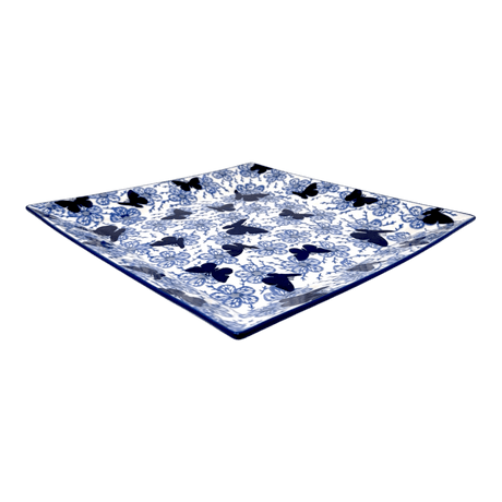 Plate, Square, Dinner, 11.25" Plate in "Blue Butterfly" by Manufaktura | T145U-AS58