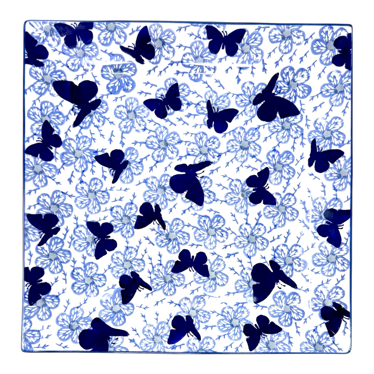 Plate, Square, Dinner, 11.25" Plate in "Blue Butterfly" by Manufaktura | T145U-AS58