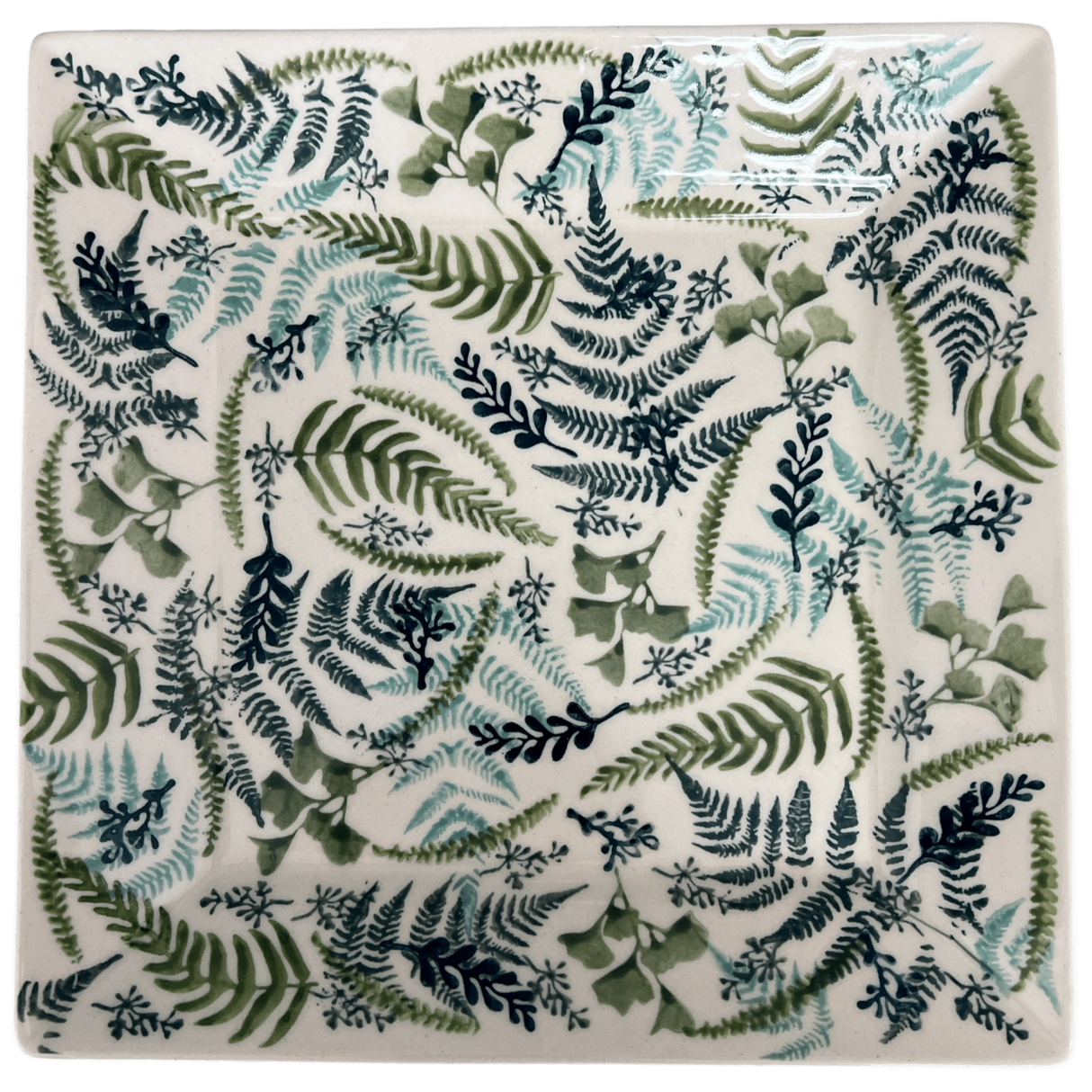 Plate, Square, Salad, 9" in "Scattered Ferns" by Manufaktura | T146S-GZ39