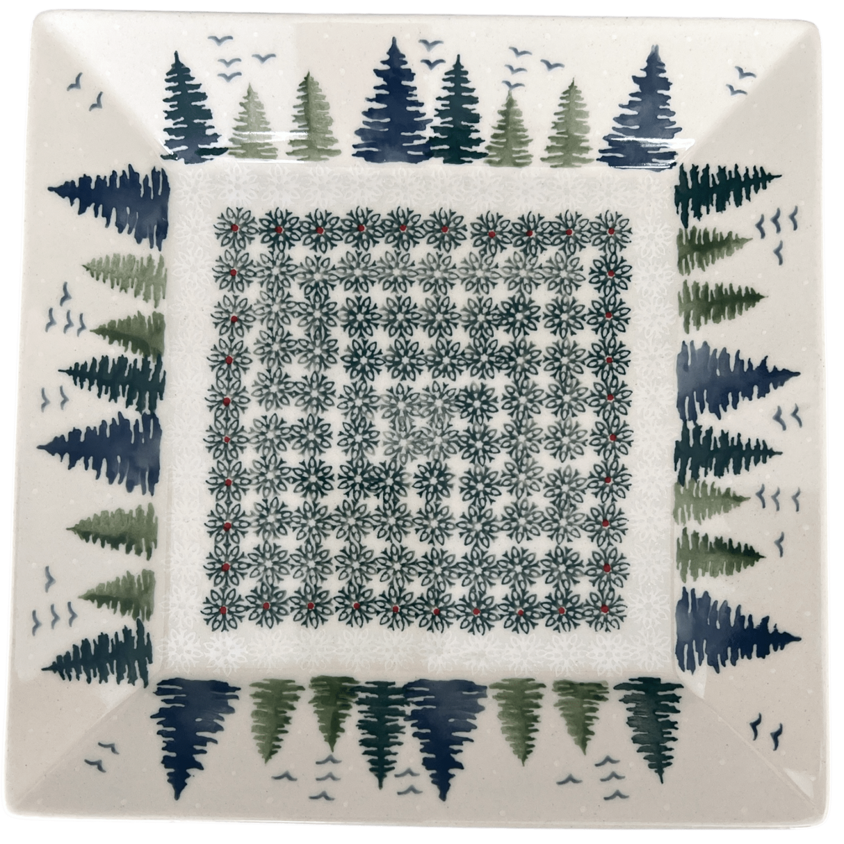 Plate, Square, Salad, 9" in "Pine Forest" by Manufaktura | T146S-PS29