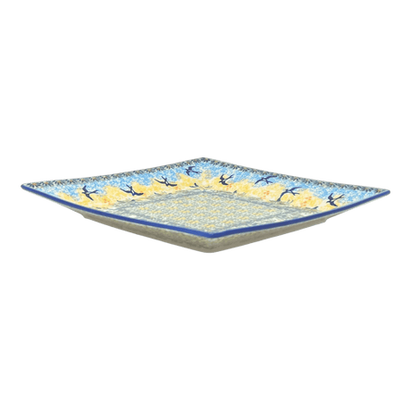 Plate, Square, Salad, 9" in "Soaring Swallows" by Manufaktura | T146S-WK57