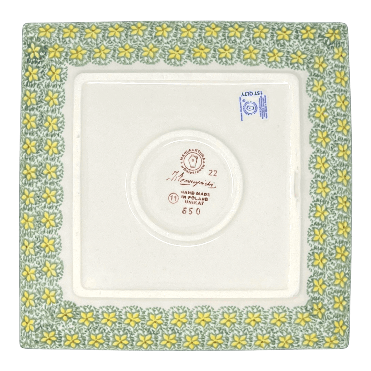 Plate, Square, Salad, 9" in "Soaring Swallows" by Manufaktura | T146S-WK57