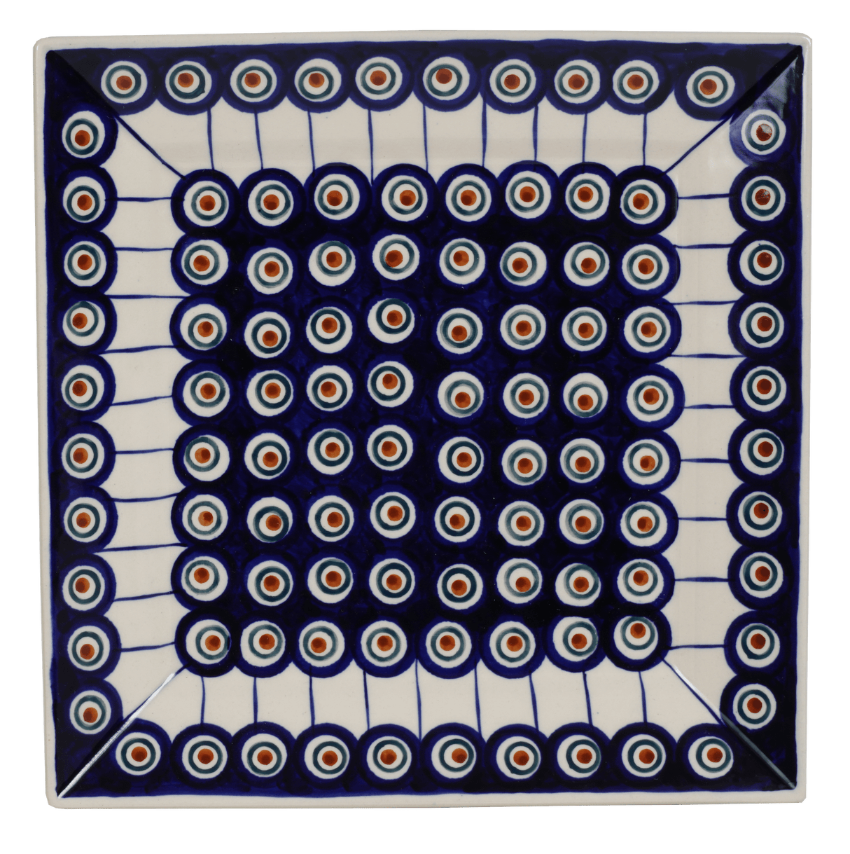 Plate, Square, Salad, 9" in "Peacock in Line" by Manufaktura | T146T-54A