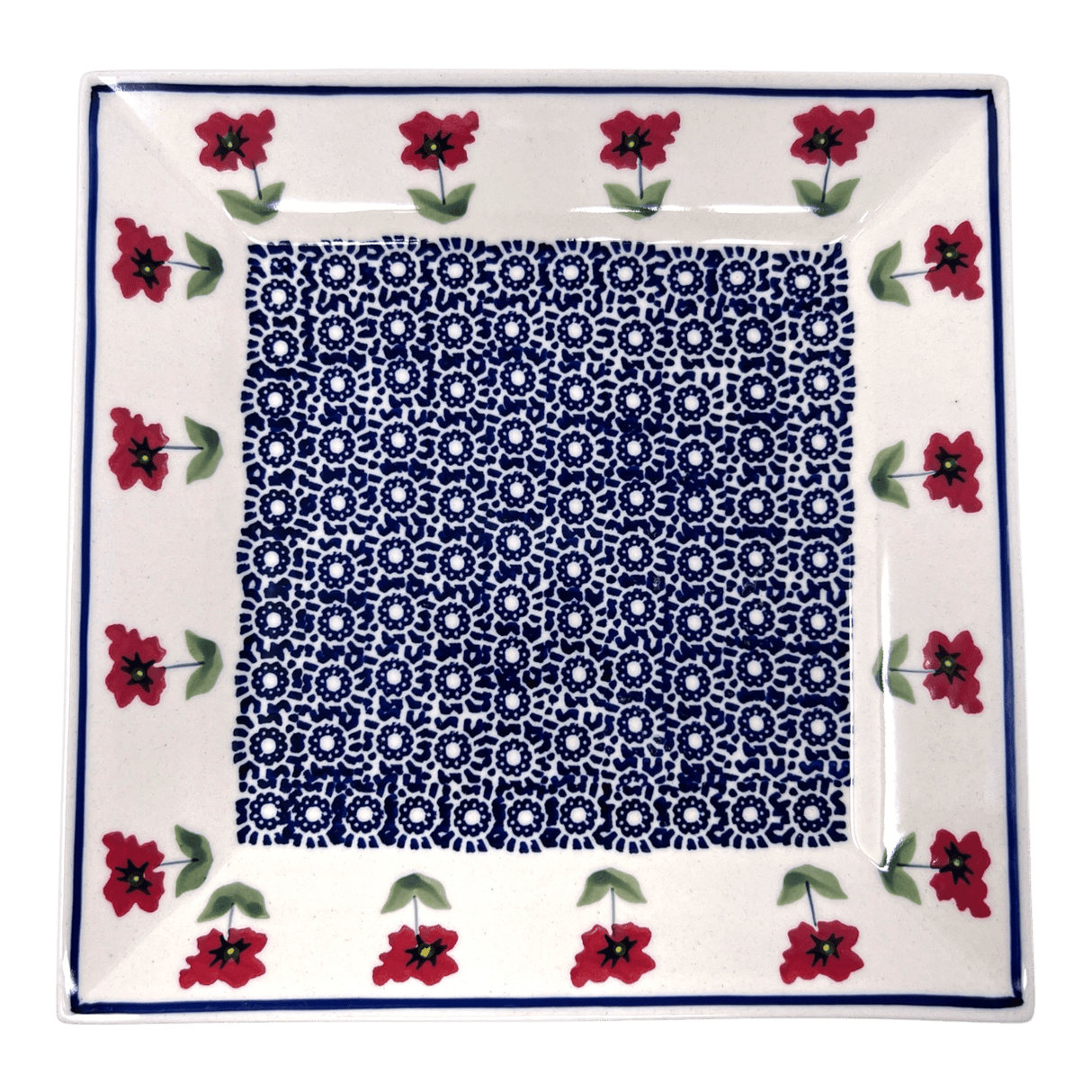 Plate, Square, Salad, 9" in "Poppy Garden" by Manufaktura | T146T-EJ01