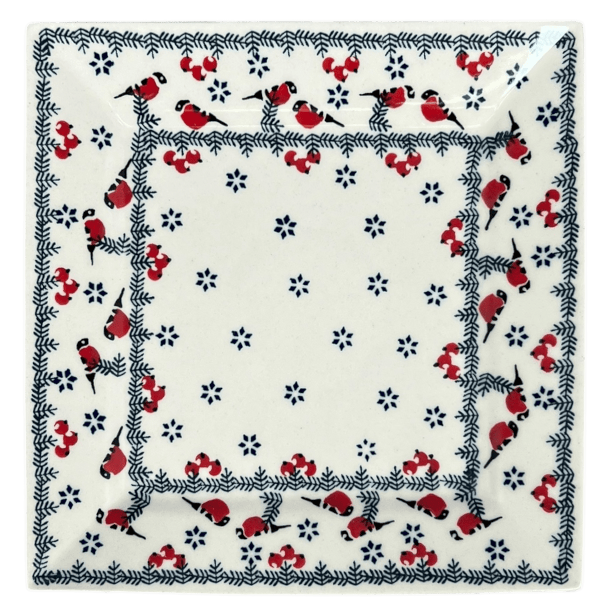 Plate, Square, Salad, 9" in "Red Bird" by Manufaktura | T146T-GILE