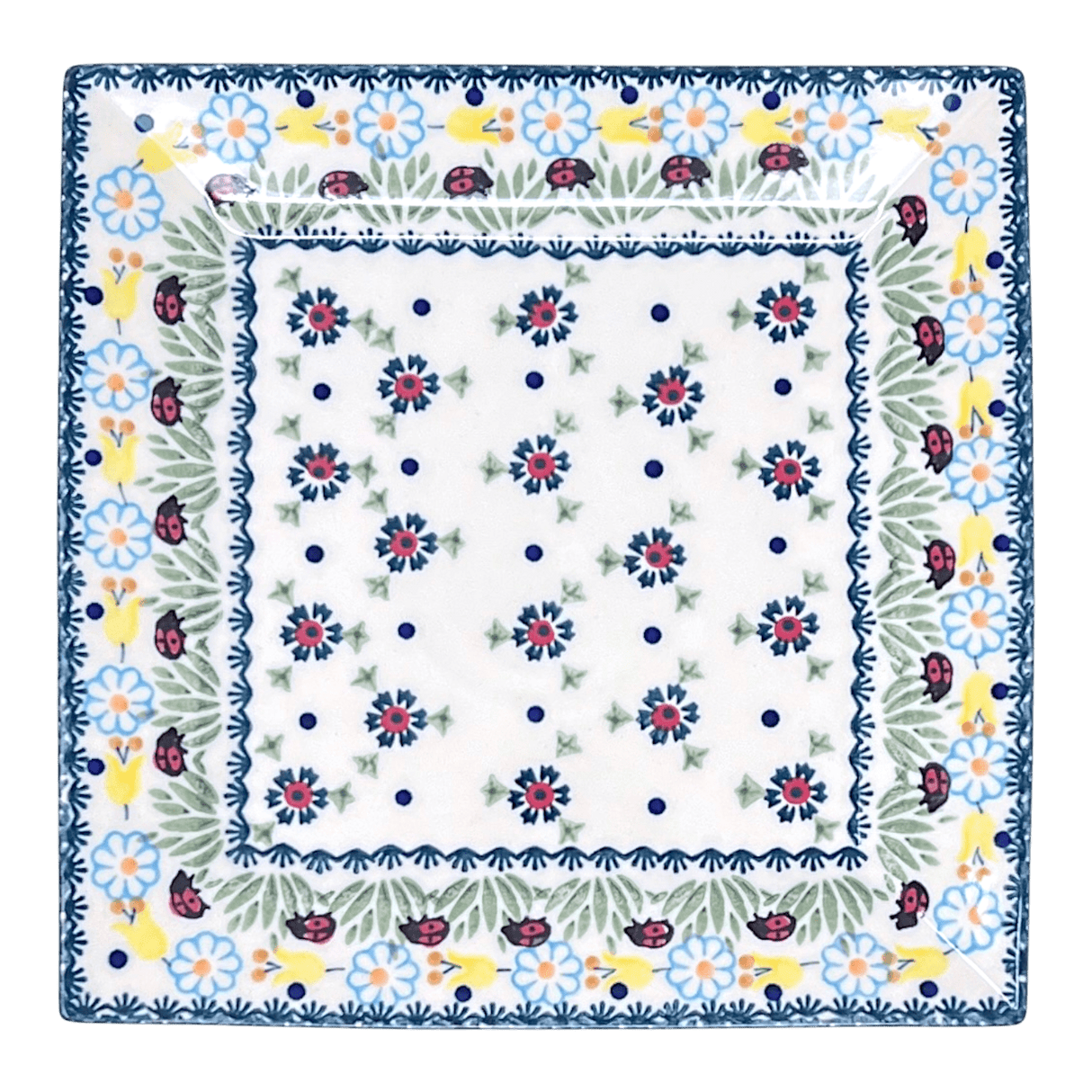 Plate, Square, Salad, 9" in "Lady Bugs" by Manufaktura | T146T-IF45
