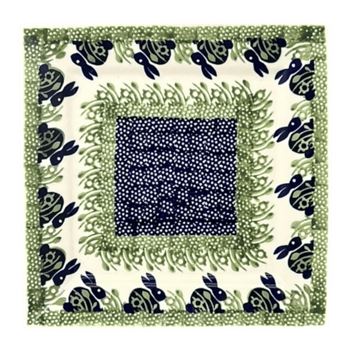 Plate, Square, Salad, 9" in "Bunny Love" by Manufaktura | T146T-P324