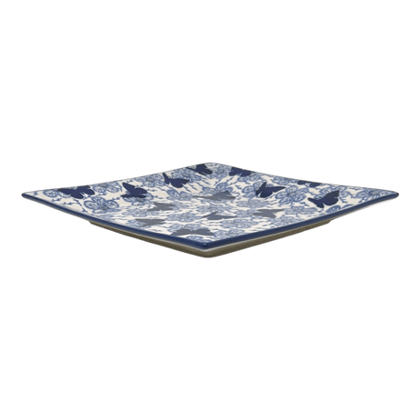 Plate, Square, Salad, 9" in "Blue Butterfly" by Manufaktura | T146U-AS58