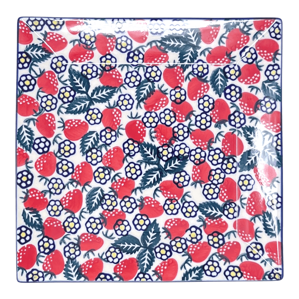 Plate, Square, Salad, 9" in "Strawberry Fields" by Manufaktura | T146U-AS59