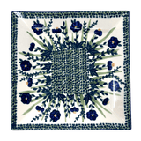 Plate, Square, Salad, 9" in "Bouncing Blue Blossoms" by Manufaktura | T146U-IM03