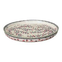 A picture of a Polish Pottery 10.25" Round Tray (Cherry Blossom) | T153S-DPGJ as shown at PolishPotteryOutlet.com/products/round-tray-cherry-blossom-t153s-dpgj