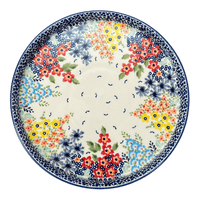 A picture of a Polish Pottery 10.25" Round Tray (Brilliant Garden) | T153S-DPLW as shown at PolishPotteryOutlet.com/products/round-tray-brilliant-garden-t153s-dplw