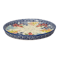 A picture of a Polish Pottery 10.25" Round Tray (Brilliant Garden) | T153S-DPLW as shown at PolishPotteryOutlet.com/products/round-tray-brilliant-garden-t153s-dplw
