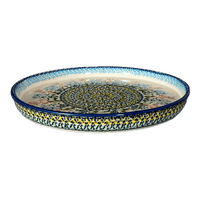 A picture of a Polish Pottery 10.25" Round Tray (Pastel Garden) | T153S-JZ38 as shown at PolishPotteryOutlet.com/products/round-tray-pastel-garden-t153s-jz38