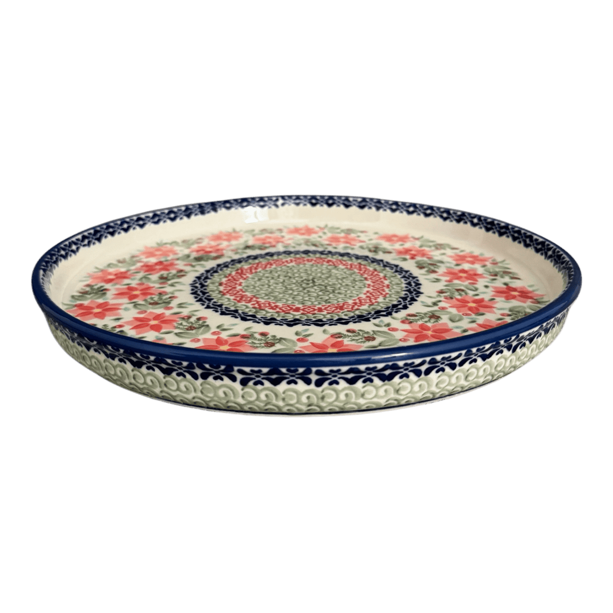 Tray, Round, 10.25" in "Pink Poinsettia" by Manufaktura | T153S-PS14