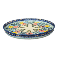 A picture of a Polish Pottery 10.25" Round Tray (Brilliant Garland) | T153S-WK79 as shown at PolishPotteryOutlet.com/products/round-tray-brilliant-garland-t153s-wk79