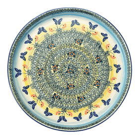 Polish Pottery 10.25" Round Tray (Butterflies in Flight) | T153S-WKM Additional Image at PolishPotteryOutlet.com