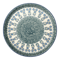 A picture of a Polish Pottery 10.25" Round Tray (Blossoms on the Green) | T153U-J126 as shown at PolishPotteryOutlet.com/products/round-tray-blossoms-on-the-green-t153u-j126