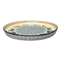 A picture of a Polish Pottery 10.25" Round Tray (Ducks in a Row) | T153U-P323 as shown at PolishPotteryOutlet.com/products/round-tray-ducks-in-a-row-t153u-p323