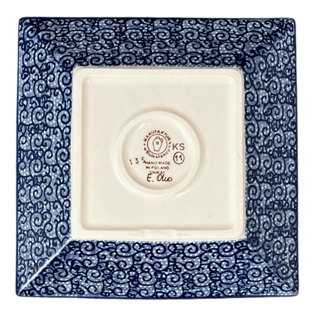 Plate, Square, Dessert, 7" in "Blue Life" by Manufaktura | T158S-EO39