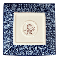 A picture of a Polish Pottery 7" Square Dessert Plate (Blue Life) | T158S-EO39 as shown at PolishPotteryOutlet.com/products/7-square-dessert-plates-blue-life-t158s-eo39