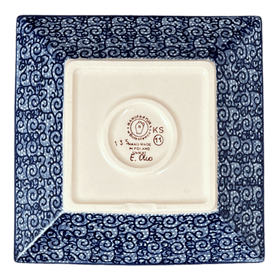 Polish Pottery 7" Square Dessert Plate (Blue Life) | T158S-EO39 Additional Image at PolishPotteryOutlet.com