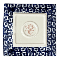 A picture of a Polish Pottery 7" Square Dessert Plate (Sun-Kissed Garden) | T158S-GM15 as shown at PolishPotteryOutlet.com/products/7-square-dessert-plates-sun-kissed-garden-t158s-gm15