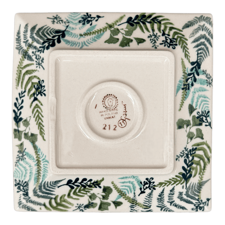 Plate, Square, Dessert, 7" in "Scattered Ferns" by Manufaktura | T158S-GZ39