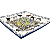 Plate, Square, Dessert, 7" in "Wild Horses" by Manufaktura | T158S-INK1
