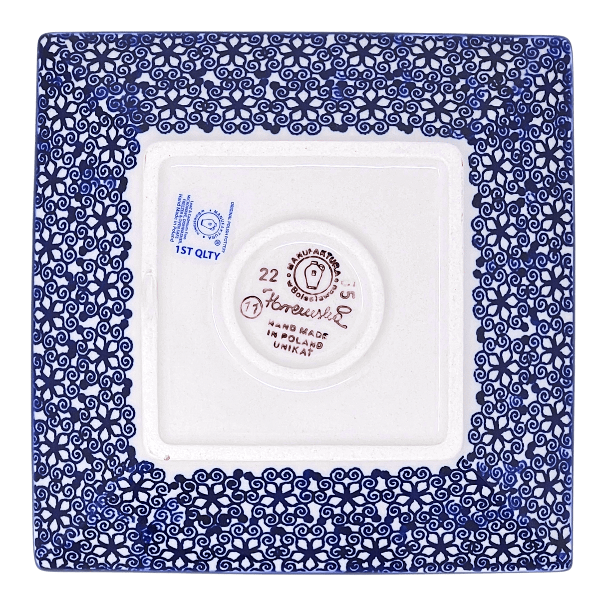 Plate, Square, Dessert, 7" in "Burning Thistle" by Manufaktura | T158S-P270