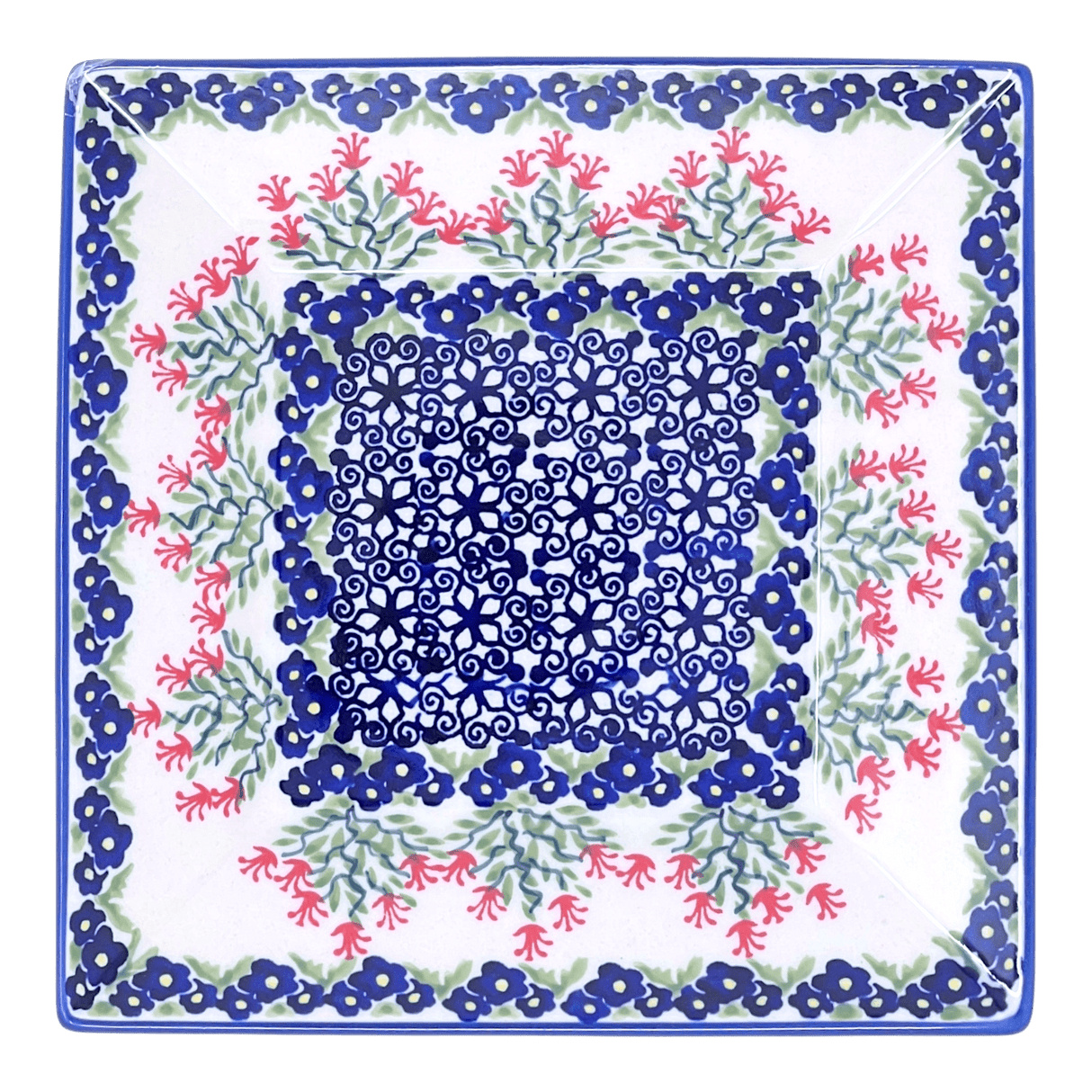 Plate, Square, Dessert, 7" in "Burning Thistle" by Manufaktura | T158S-P270