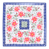 Plate, Square, Dessert, 7" in "Pink Poinsettia" by Manufaktura | T158S-PS14