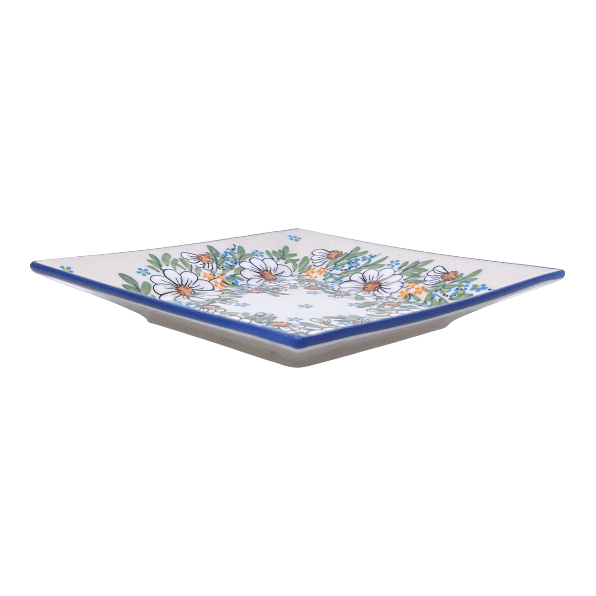 Plate, Square, Dessert, 7" in "Daisy Bouquet" by Manufaktura | T158S-TAB3